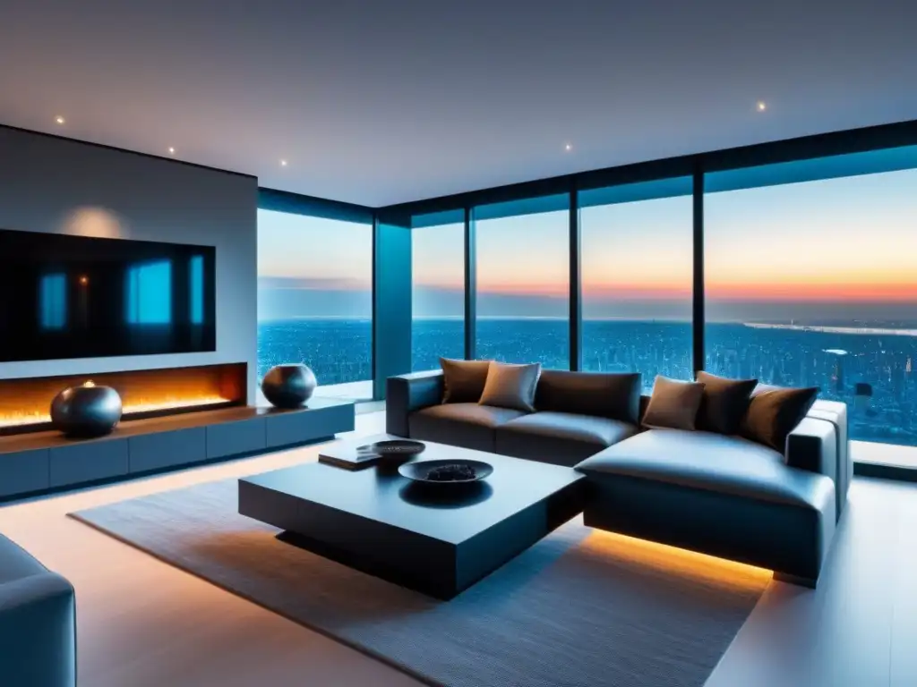 Residencia de lujo futurista con tecnología vanguardista Una vivienda inteligente de lujo con tecnología de vanguardia integrada en un ambiente lujoso