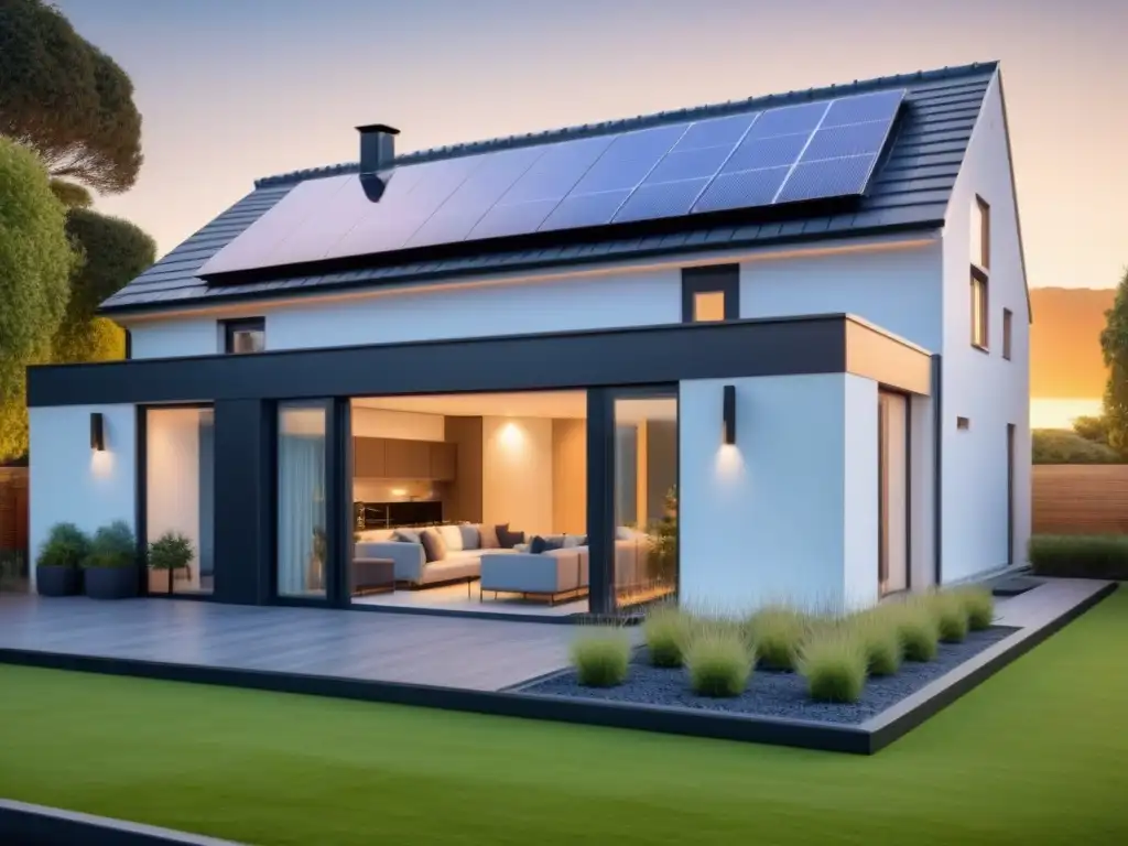 Vivienda inteligente y sostenible: diseño moderno con tecnología de vanguardia Vivienda inteligente y sostenible con paneles solares, aislamiento avanzado y electrodomésticos eficientes