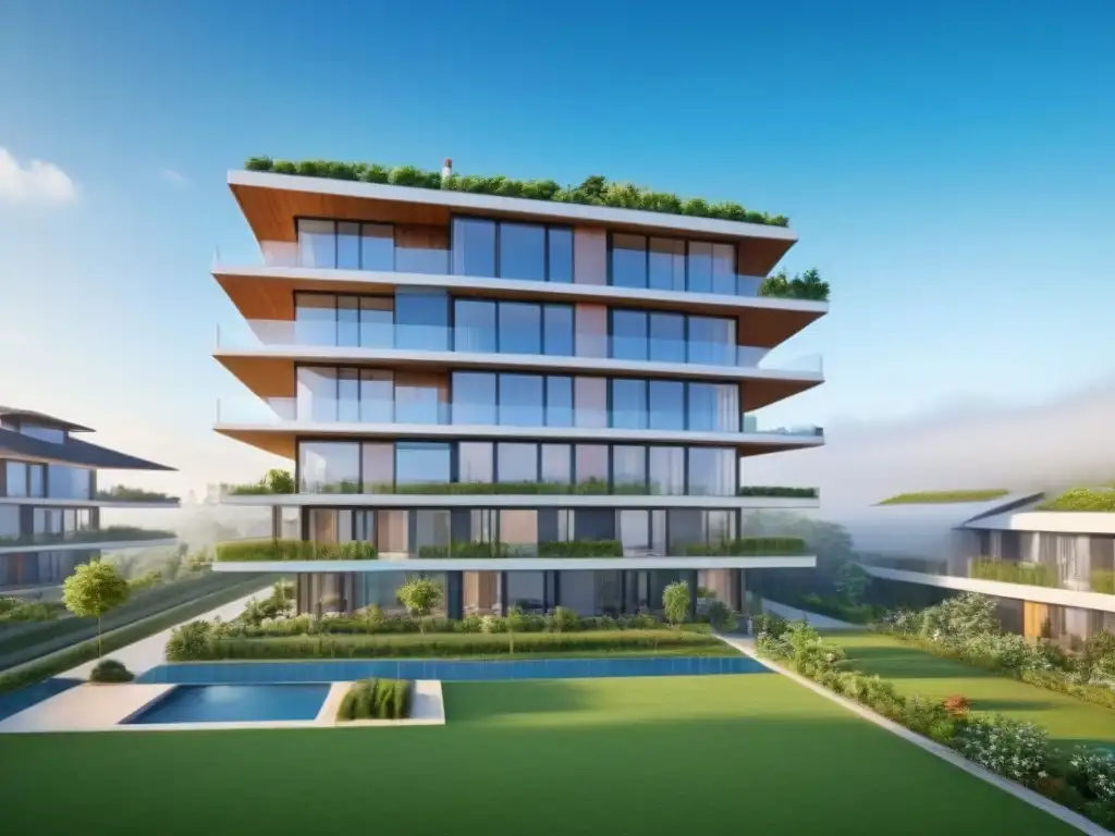Complejo residencial sostenible: arquitectura moderna y ecoamigable Vivienda sostenible y moderna con impacto políticas vivienda elección hogar