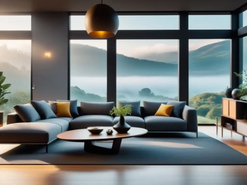 Salón moderno y versátil en casa adaptable Viviendas adaptables para familias con sala moderna y espaciosa, muebles versátiles y soluciones inteligentes de almacenamiento, bañada en luz natural