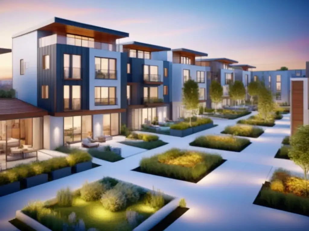 Complejo habitacional sostenible: diseño innovador y comunidad diversa Viviendas asequibles internacionales con diseño sostenible y comunidad diversa disfrutando de amenidades compartidas